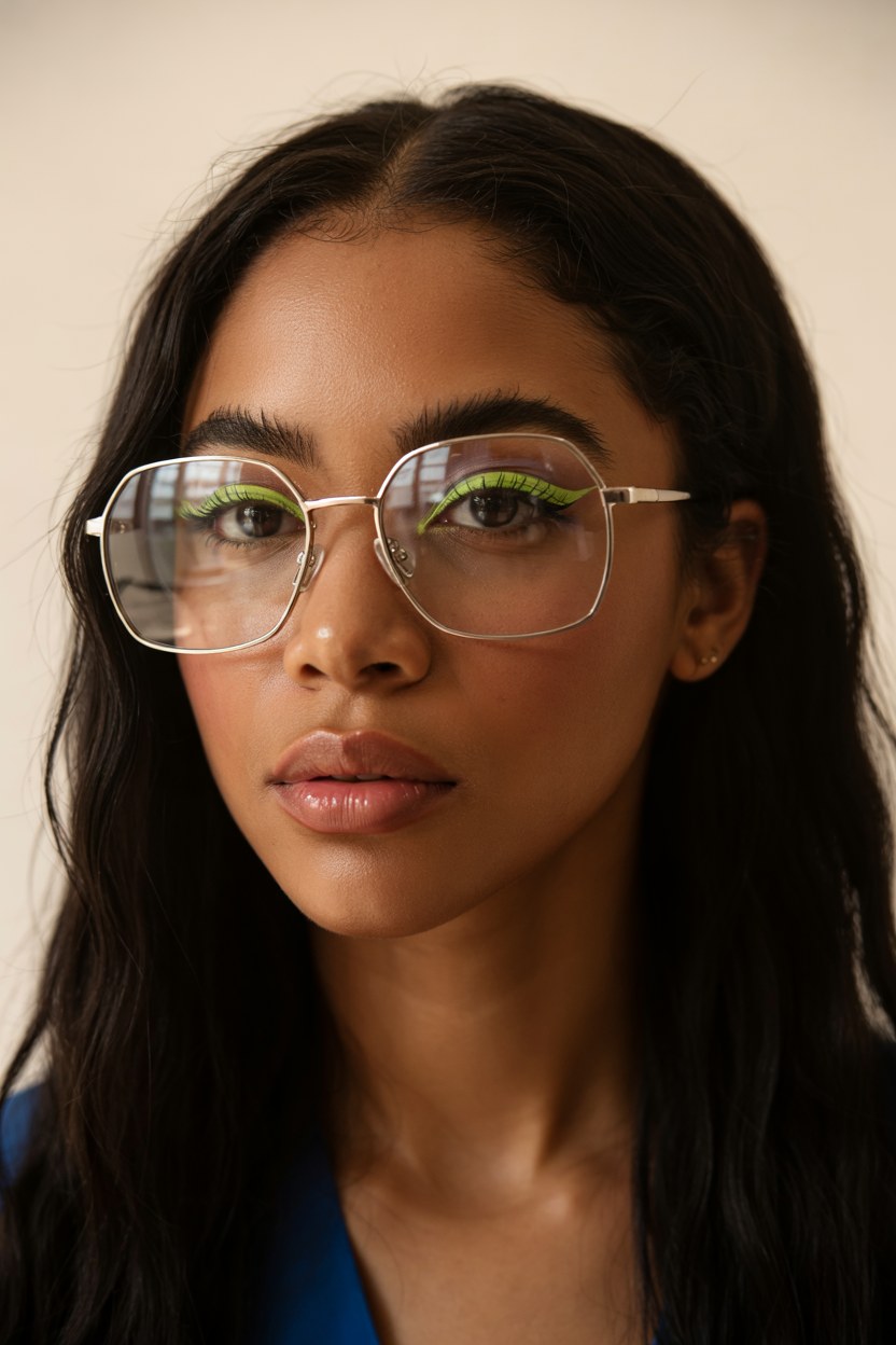 Bold Eyewear Trends 2024: Statement Glasses with Vibrant Eye Makeup