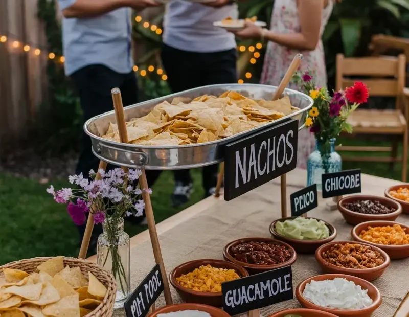 DIY Nacho Bar Setup on a Garden Table | Casual Party Food