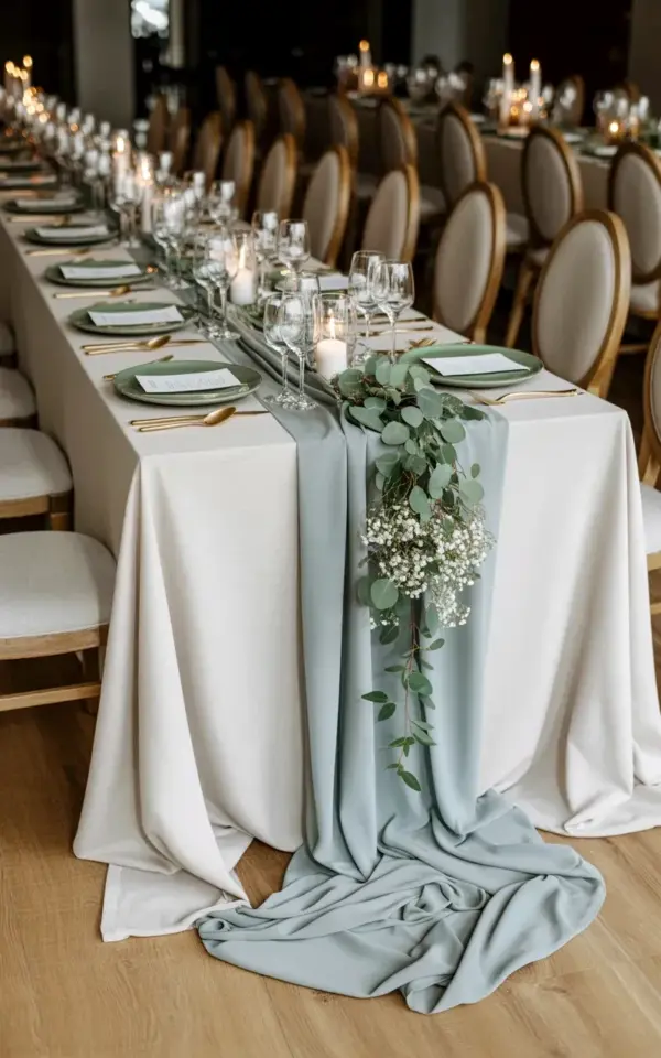Budget Wedding Table Setting Ideas: Sage Green & Gold Tablescape