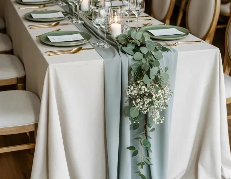 Budget Wedding Table Setting Ideas: Sage Green & Gold Tablescape