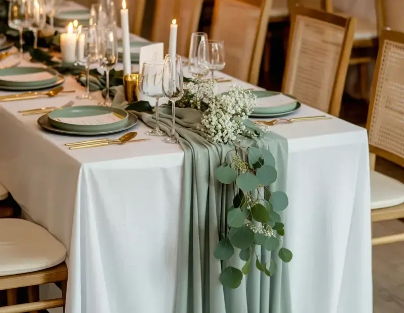 Wedding Table Setting Before & After: Sage Green, Gold & Candles