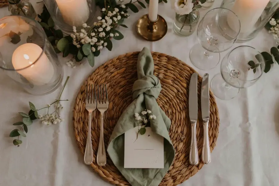 Table Setting Ideas for a Simple Dinner Party with Eucalyptus & Candles