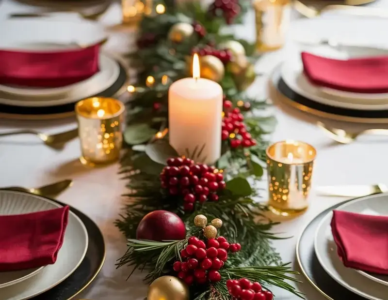 Holiday Table Setting: Quick Cranberry & Evergreen Centerpiece How-To